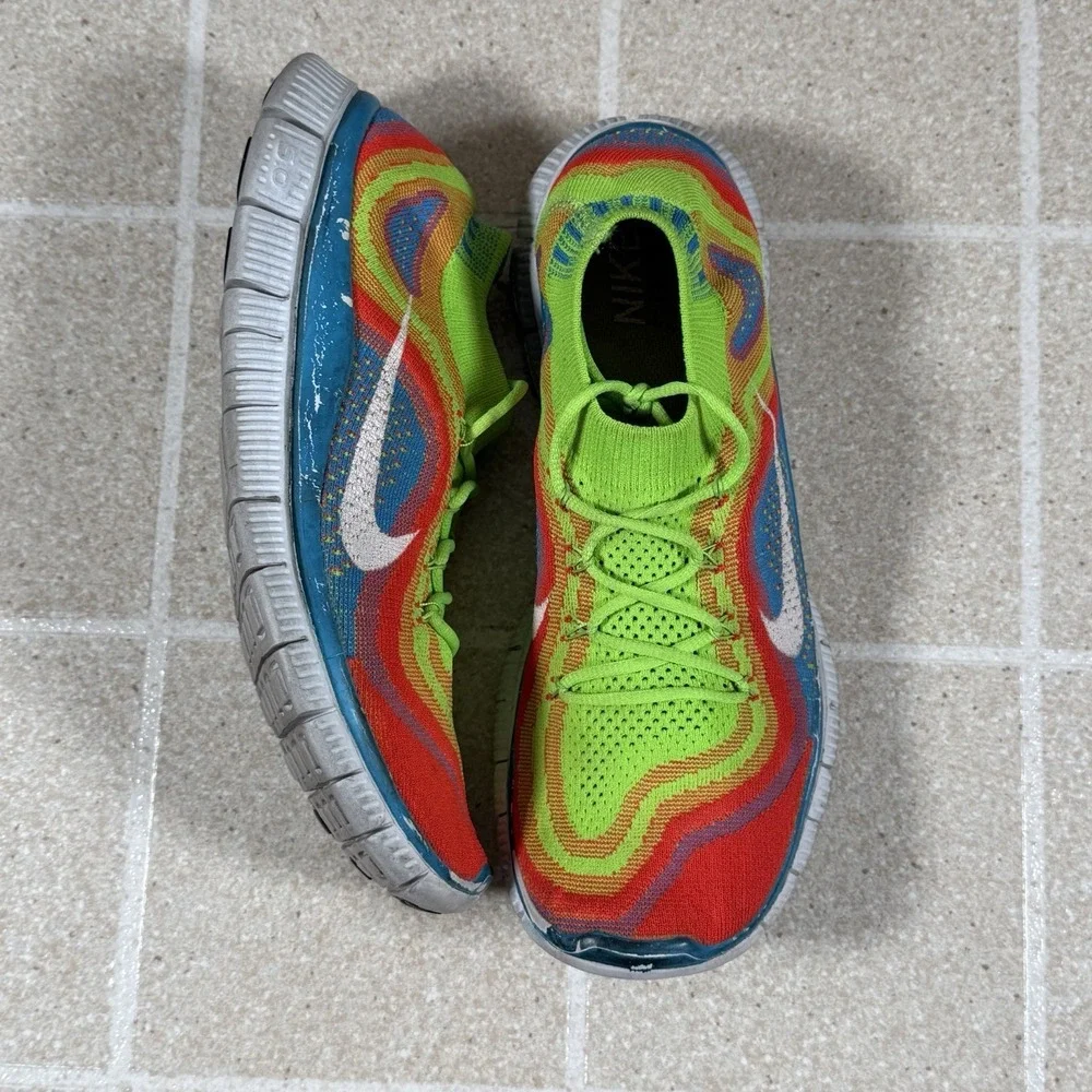 Nike Free Flyknit+ 5.0 Men's Size 10 Electric Green Running Shoes 615805-316
